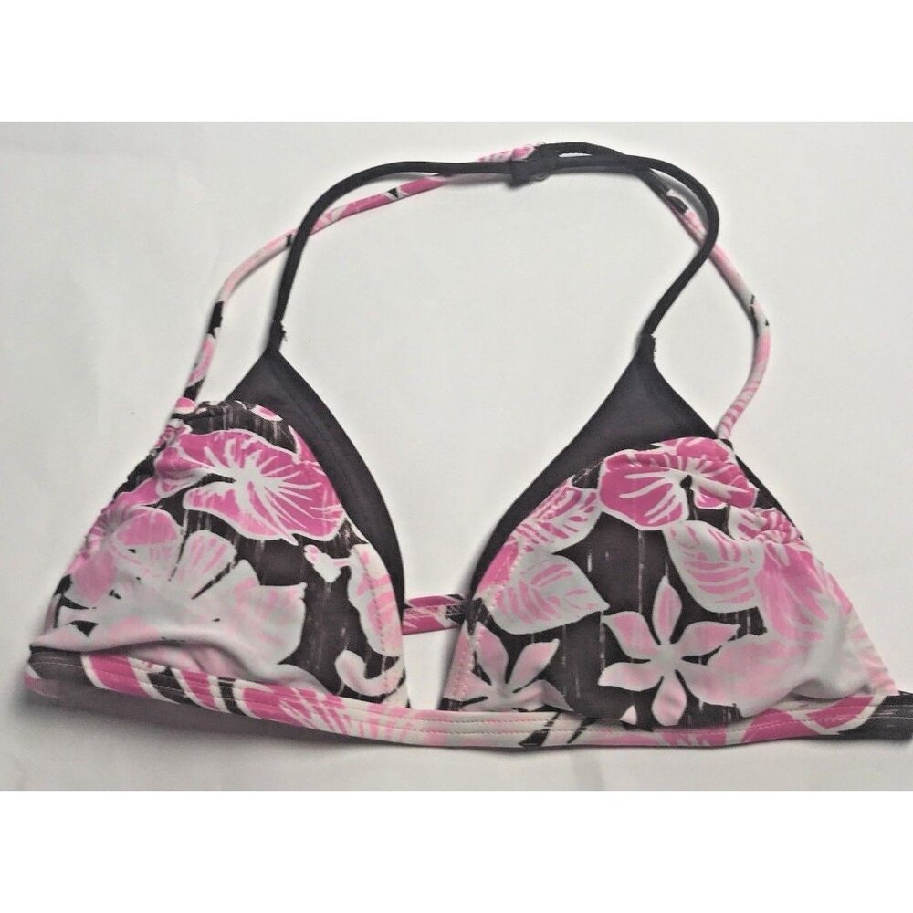 Gossip Swim Suit Bikini Top Women Size Large Pink Brown Padded Floral